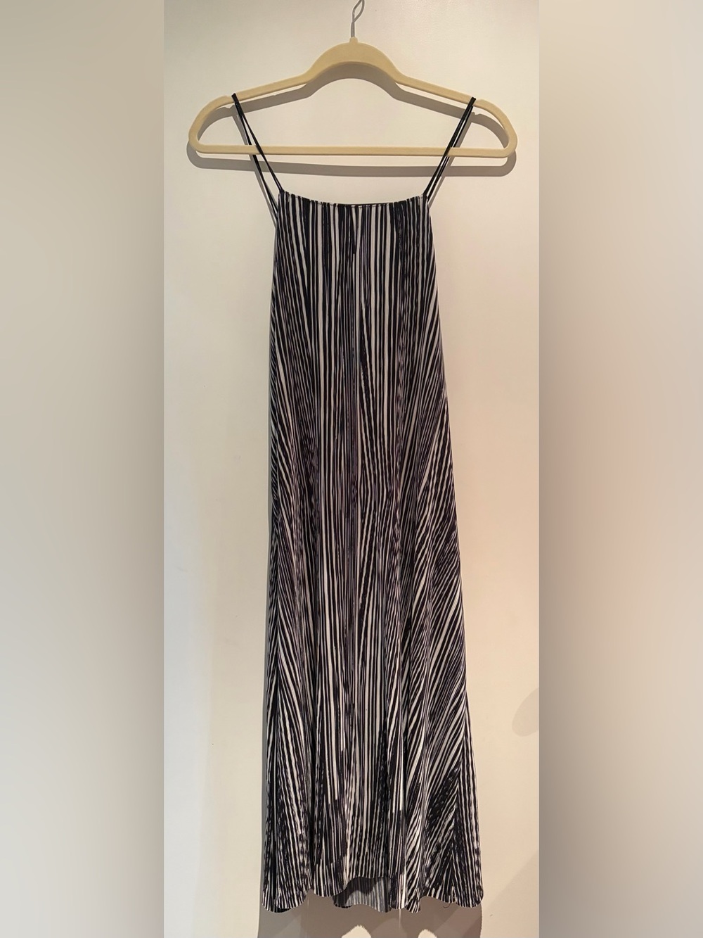 Black & White Striped Maxi Dress with Spaghetti Straps
